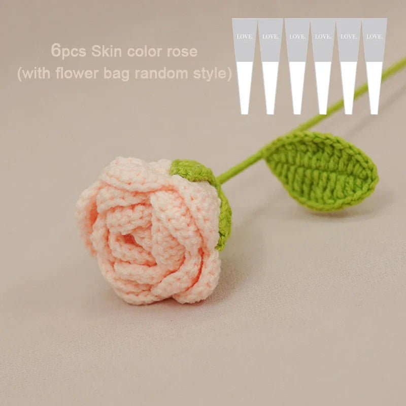 Product Image for Avelena | Fertig handgefertigter gehäkelter Rosenstrauß aus künstlichen Blumen, geflochtenen Kunstblumen, Tischdekoration, Geschenke für Feiertage, 
