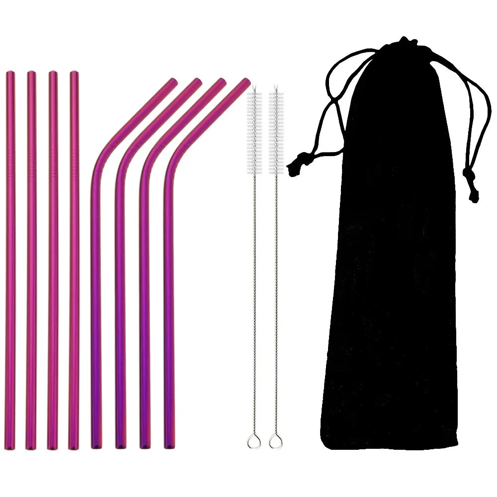 Product Image for Avelena | Vibrating Cocktailstrohhalm-Set aus Edelstahl, Lila / 11Teile