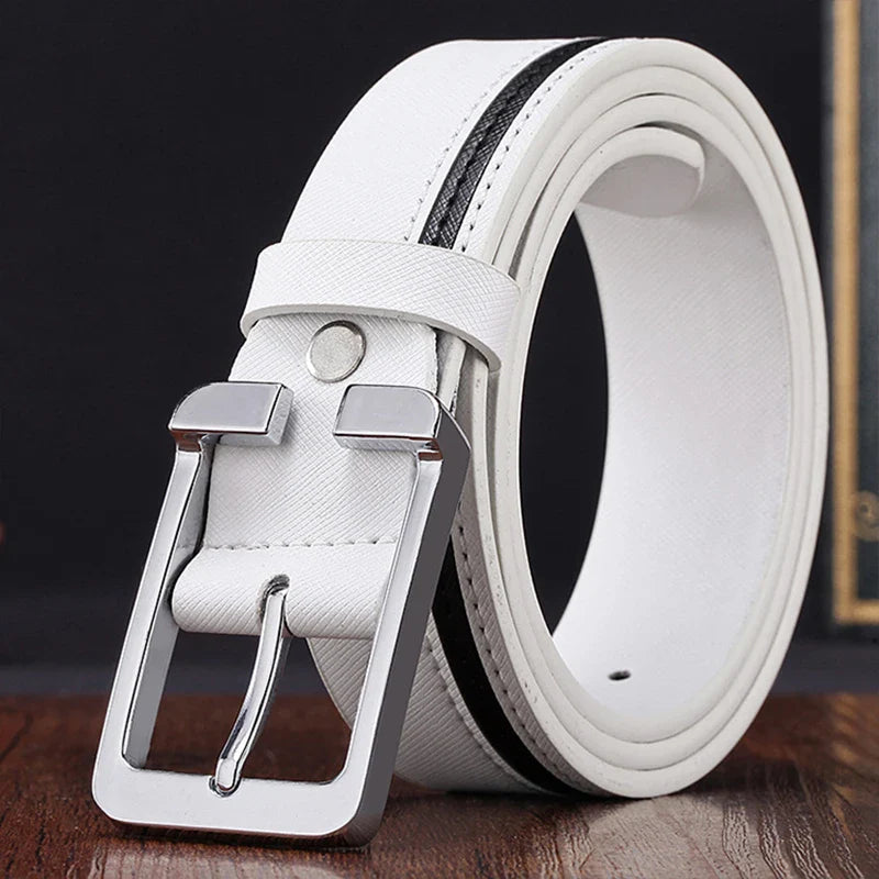 Product Image for Avelena | Luxus Leder Gürtel für Männer, JZ023-weiß / 125cm