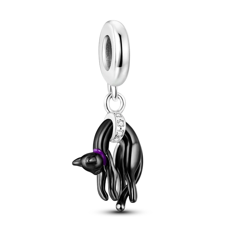 Product Image for Avelena | 925 Silber Goldener Leopard Charms Perlen Bunte Chamäleon Nashorn Löwe Skarabäus Katze Anhänger Geeignet für Original Pandora Armband 