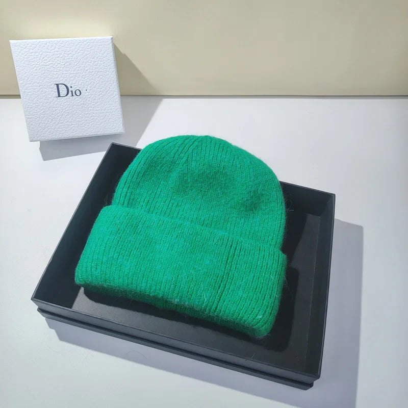 Product Image for Avelena | Damen Winter Strickmütze - Warmes Kaschmir Wolle & Kaninchenfell Ski Hut, DUNKELGRÜN / 54-60