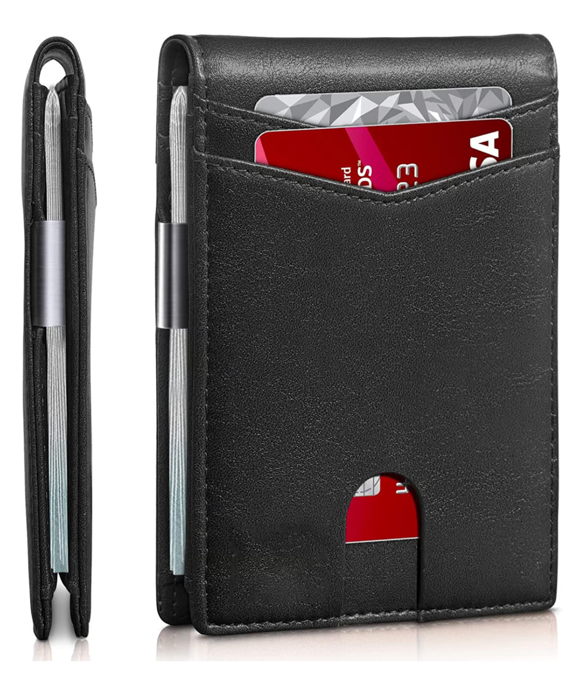 Product Image for Avelena | Icone Slimwallet Ultra Schlank und Sicheres Rfid Lederportemonnaie für Männer, Glatt Schwarz