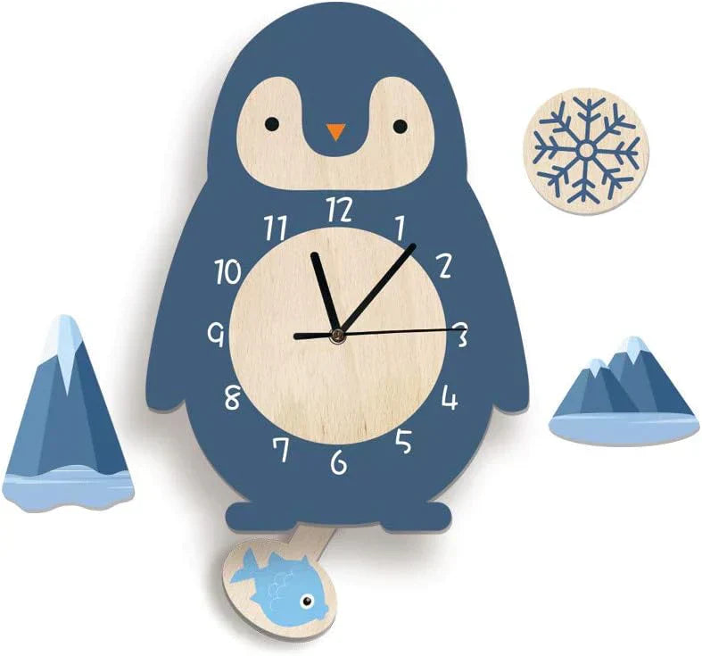 Product Image for Avelena | Kinder Wanduhren mit Tiermotiven Süße Dekoration für Das Kinderzimmer, Pinguin