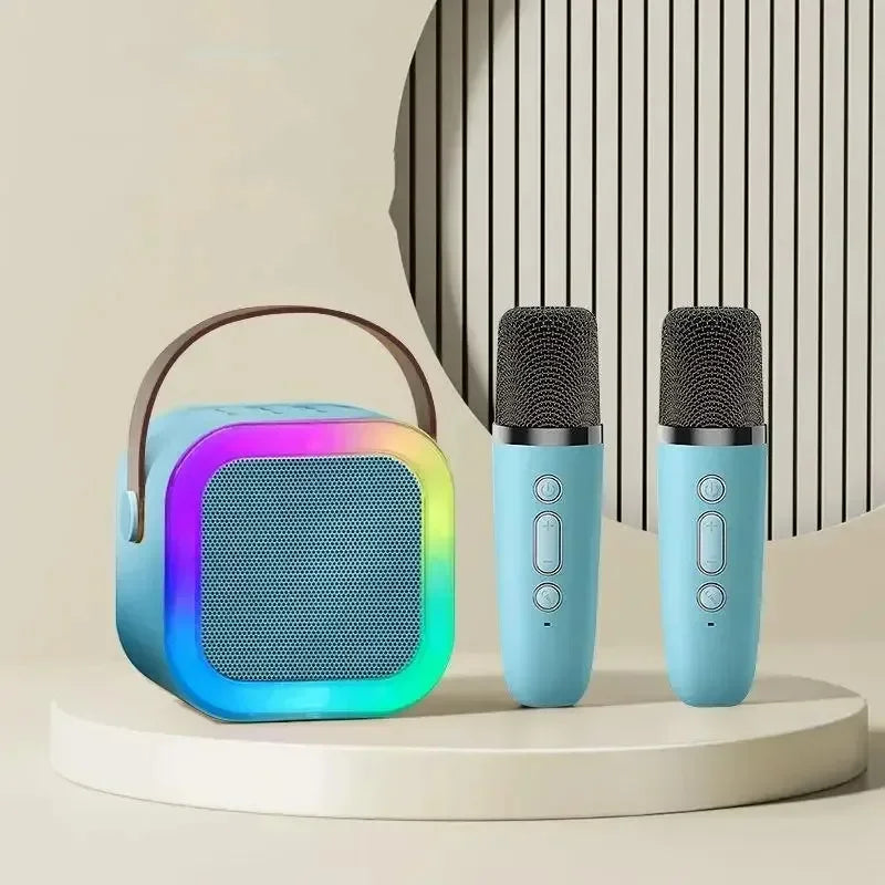 Product Image for Avelena | Tragbare Bluetooth Karaoke-Maschine mit kabellosen Mikrofonen - Lustiges Geschenke für die Familie zum Singen, Blau / 2 Mic