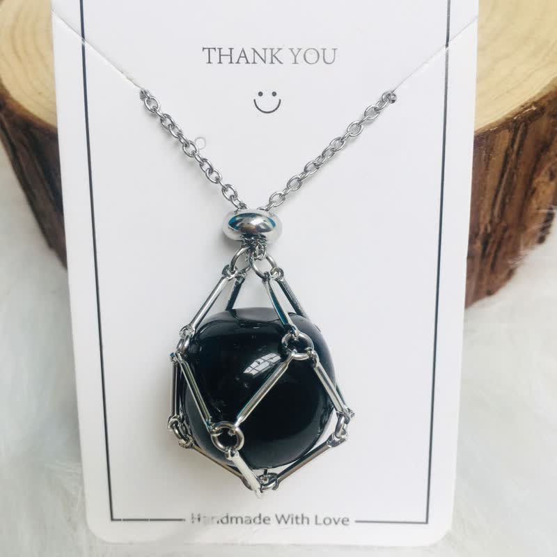 Product Image for Avelena | Kleine Natürliche Kristallstein-Hakenkette Iris, Obsidian / Silber