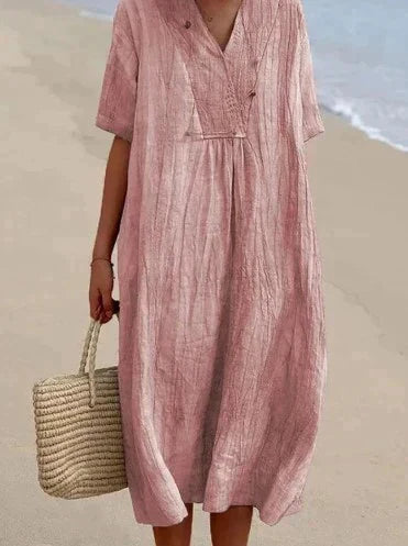Product Image for Avelena | Elegante Sommerkleider Damen aus Baumwolle und Leinen, Rose / M