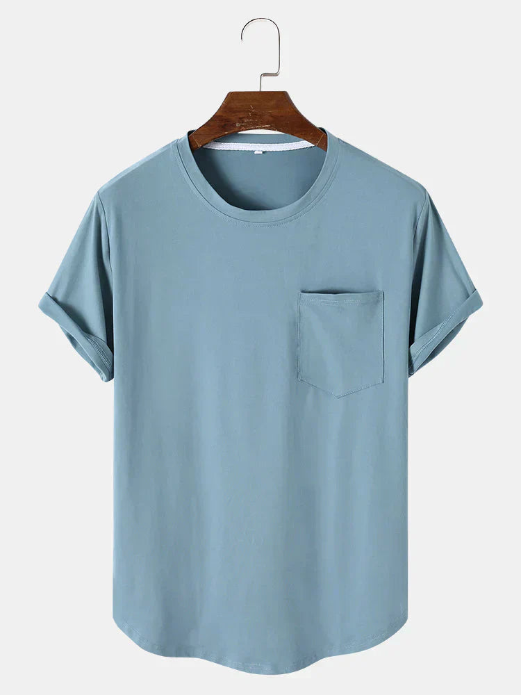 Product Image for Avelena | Einfarbige Basic-T-Shirts mit Tasche, Cyan / XS