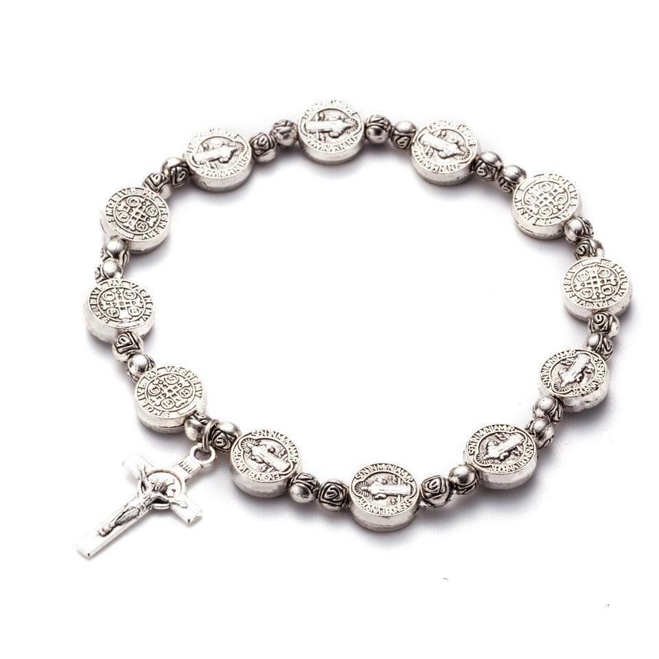 Product Image for Avelena | Goldene und Silberne Christliche Kreuzarmband Solana Elegantes Design, Silber