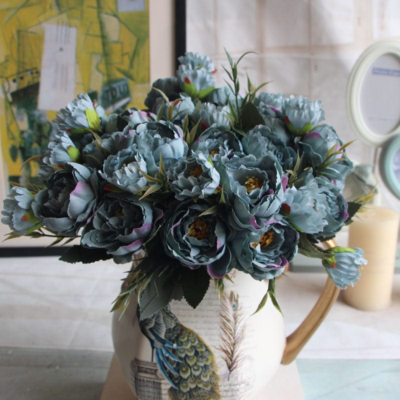 Product Image for Avelena | |-Style Mini Pfingstrose und Pfingstrose Fem-Farbe Künstliche Blume Künstliche Blume Seidenblume Künstliches Blumen Set, Blau / Zehn Blumen