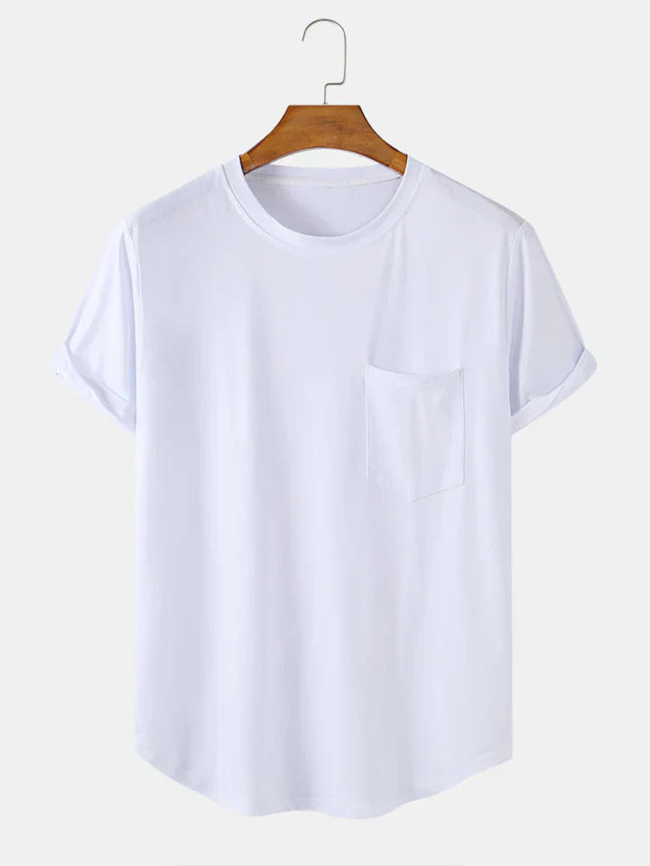 Product Image for Avelena | Einfarbige Basic-T-Shirts mit Tasche, Weiß / XL