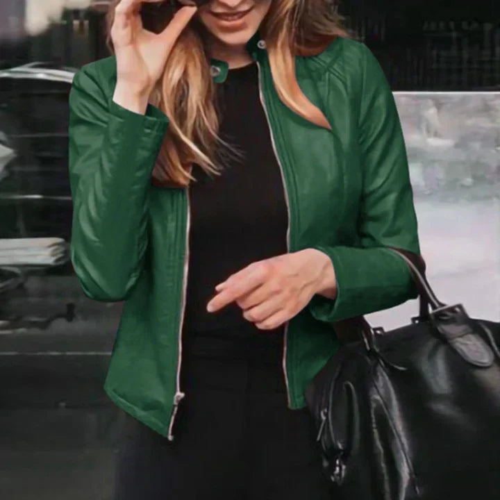 Product Image for Avelena | Damen Kunstlederjacke mit Reißverschluss, Schwarz / XXL