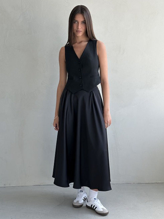 Product Image for Avelena | Langer Satin-Rock, Schwarz / M
