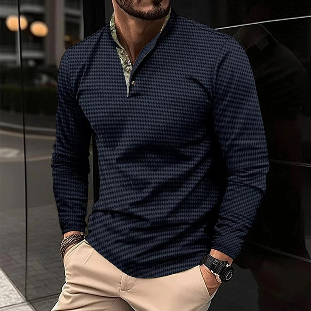Product Image for Avelena | Herren Lässiges Streetstyle T-Shirt Langarm, Marineblau / 3XL