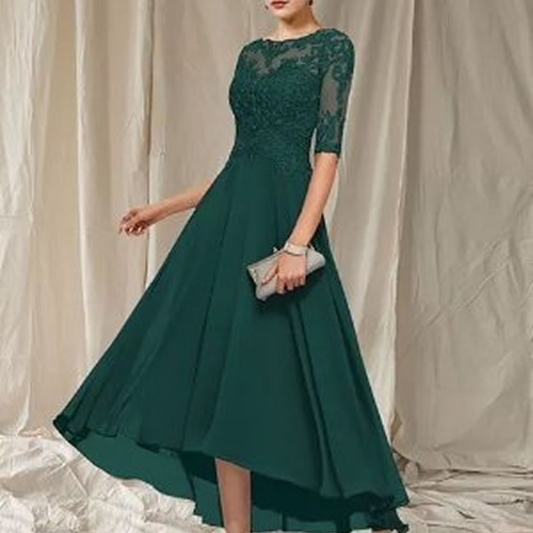 Product Image for Avelena | Damen Elegantes Abendkleid Midi, Dunkelgrün / 38