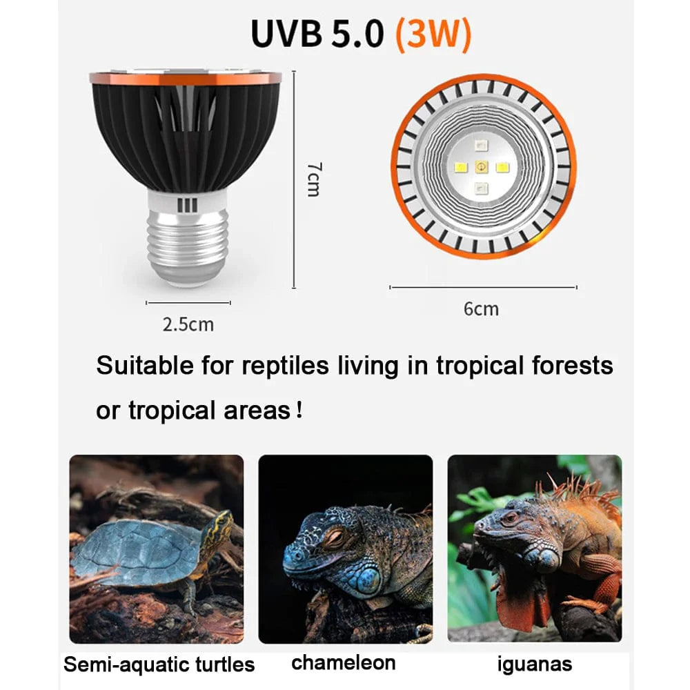 Product Image for Avelena | Professionelle 3W Reptilienlampe Uva Uvb5.0 Uvb10.0 Lampe Led Glühbirne Schildkröte Landschildkröte Eidechse Sonnenlicht Uvb Glühbirne 