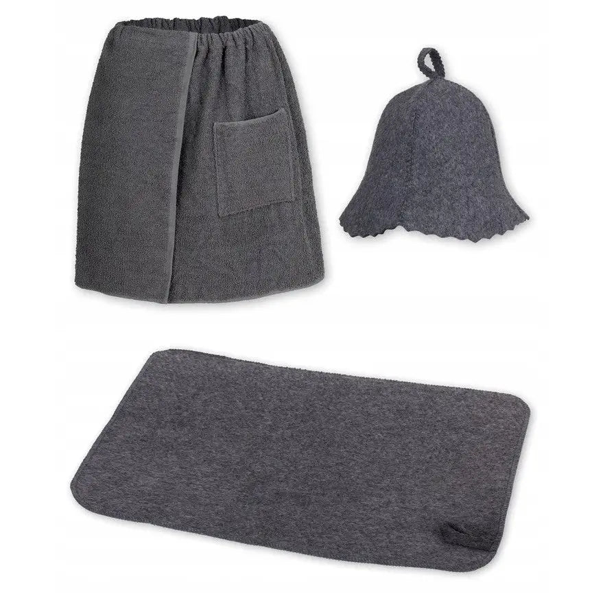 Product Image for Avelena | Sauna Komplettes Herren-Set Grau Kilt, Mütze, Matte
