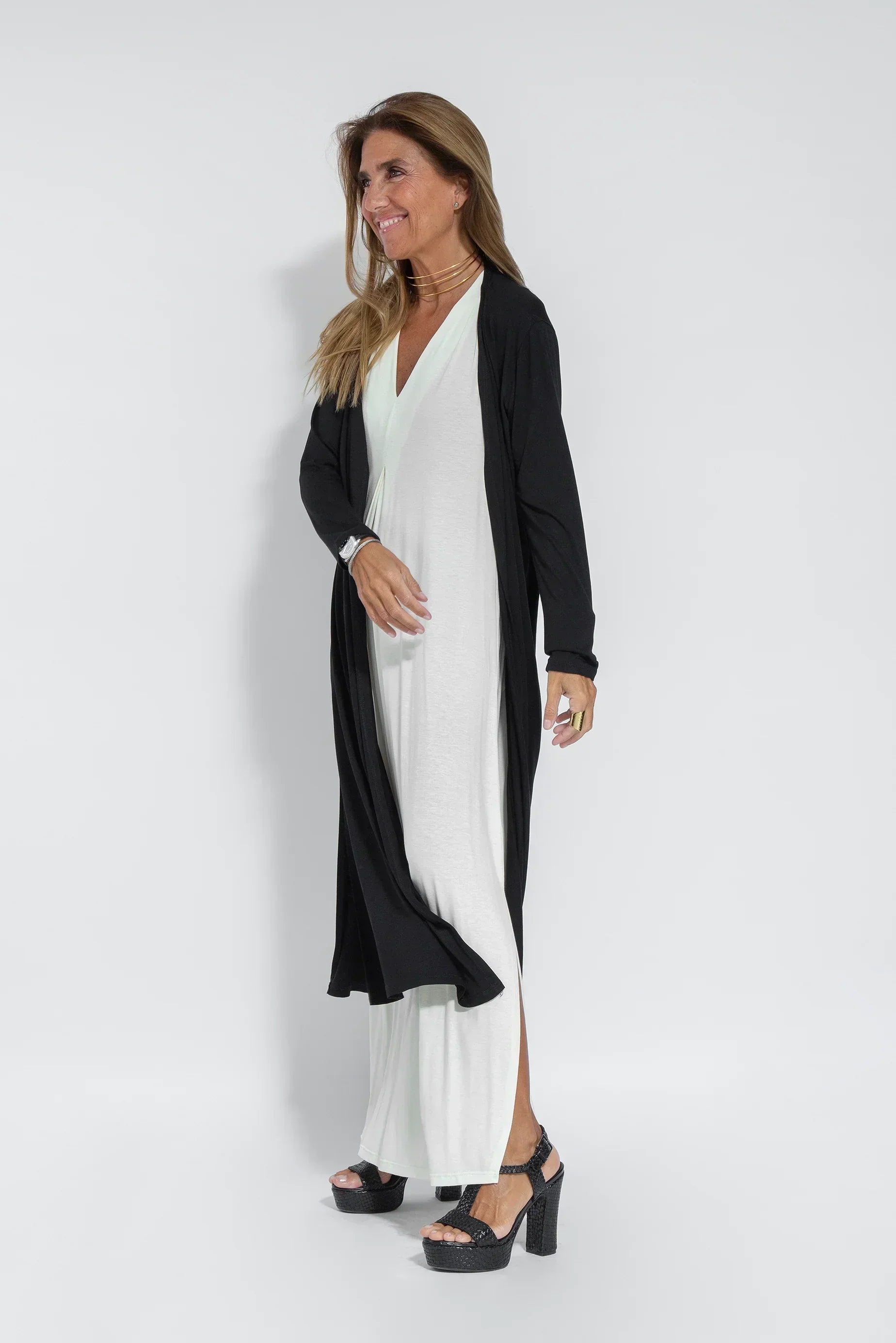 Product Image for Avelena | Schlankheits-Kleid und Westen-Set, Weißes Kleid + schwarze Weste / M / 40