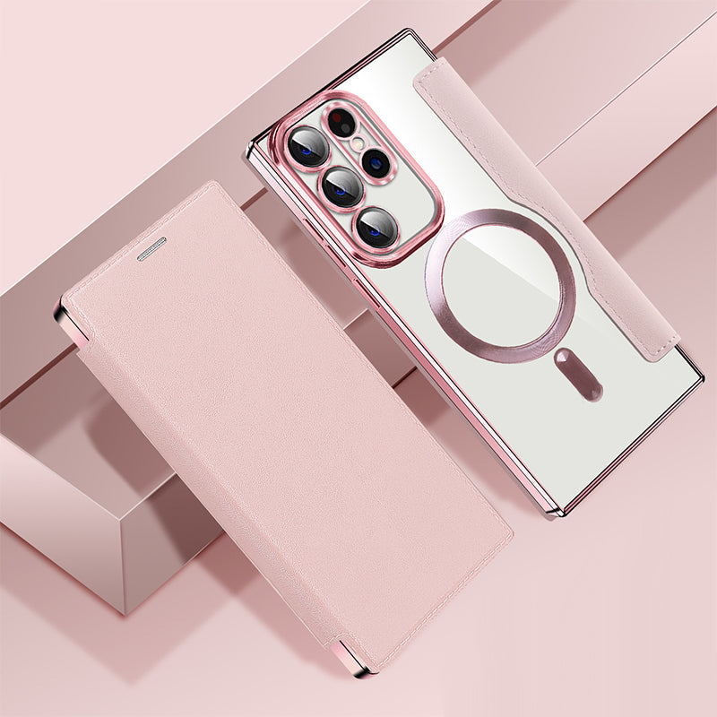 Product Image for Avelena | Neue Leder Strukturierte Flip Handytasche Für Samsung, Rosa / Samsung S24 Plus