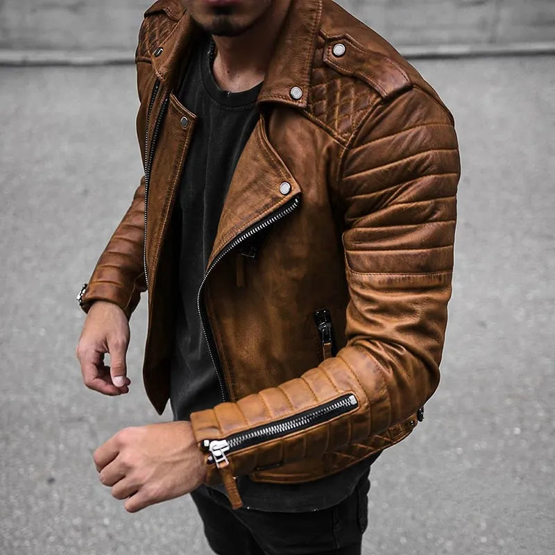 Product Image for Avelena | Herren Slim Fit Lederjacke, Blau / 4XL
