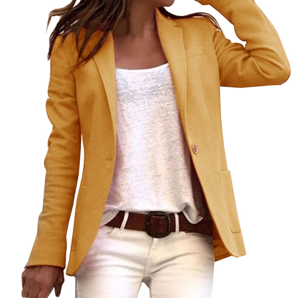 Product Image for Avelena | Reversknopf schlanker Langarm Damen Blazer, Gelb / XL