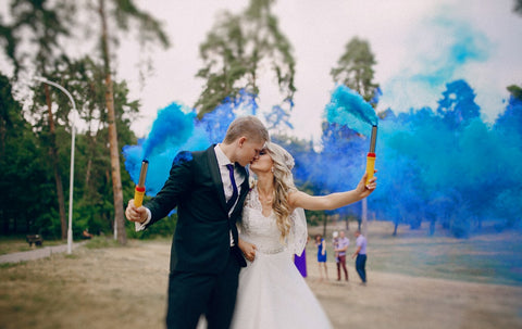 fumigène mariage photo mariees