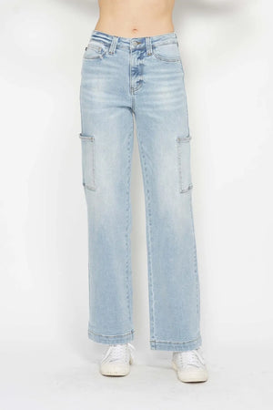 Judy Blue Full Size High Waist Straight Cargo Jeans - Amplified Queens 