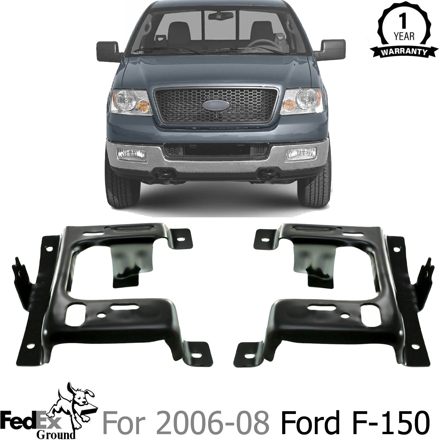 New Front Bumper Brackets Left Driver & Right Passenger Side For 2006-08 Ford F-150