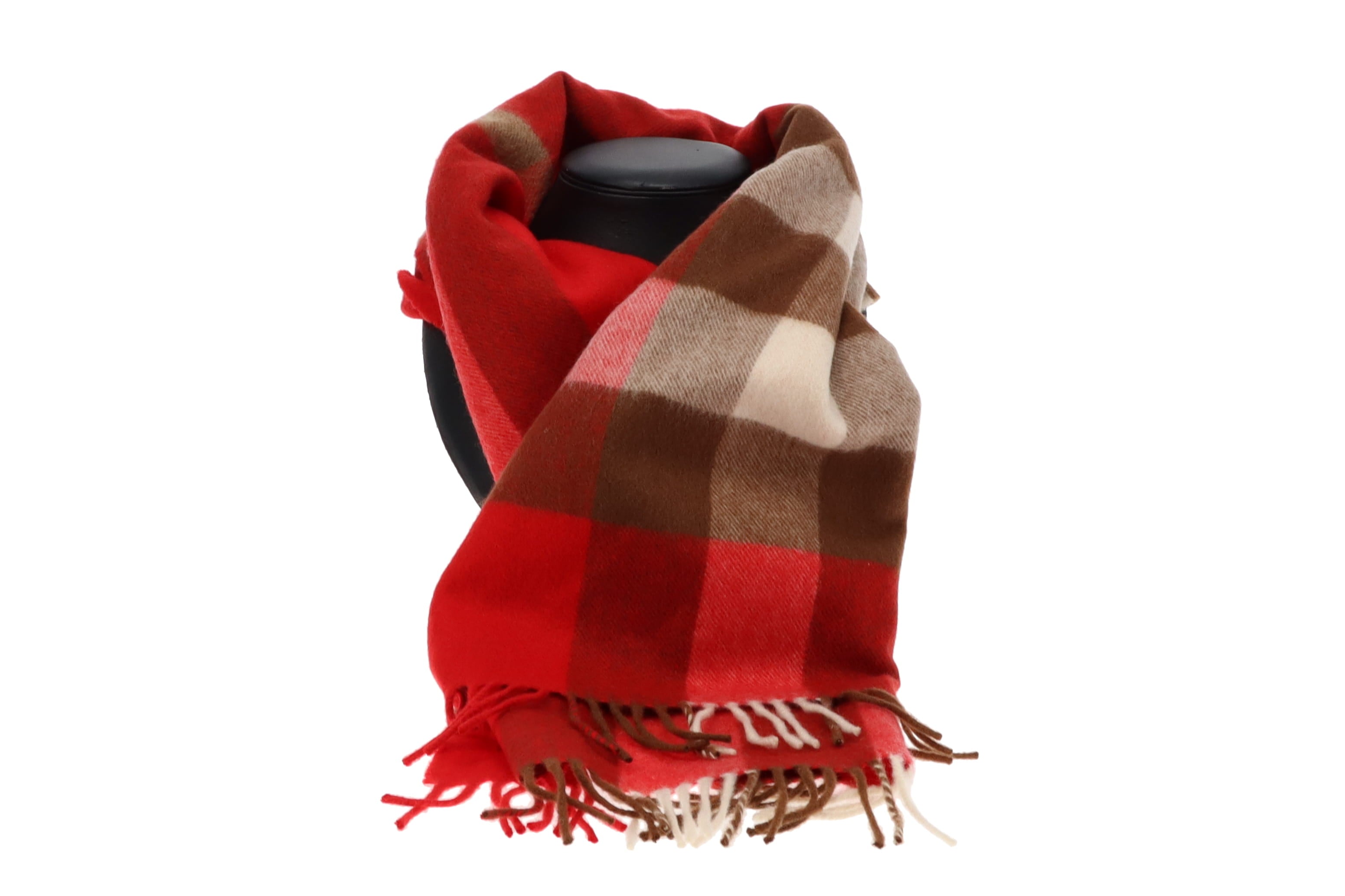 Burberry 100% Cashmere Red Heritage Check Tassel Scarf - Designer Exchange product image