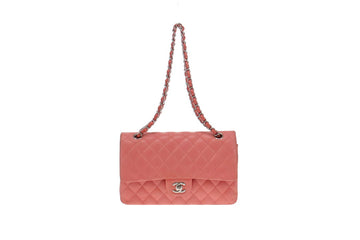 Chanel 2008 Cruise Black Pink Small Medium Logo Accordion Classic Flap Bag