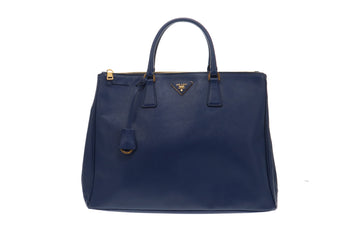 Prada Blue Printed Saffiano Lux Bauletto Bag