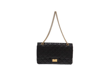 Chanel Reissue So Black Chevron Calfskin with shiny black hardware size 225