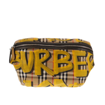 burberry graffiti logo print fanny pack bum bag bright yellow black, Tan  Burberry House Check Shoulder Bag