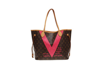 White Multicolor Monogram Canvas Game On Neverfull MM and Pouch with Gold  Tone Hardware