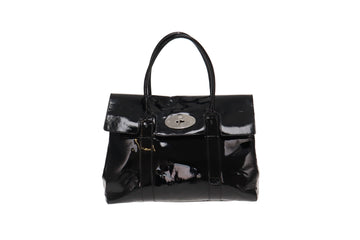 Mulberry Large Bayswater Double Zip Tote in Midnight Blue Shiny