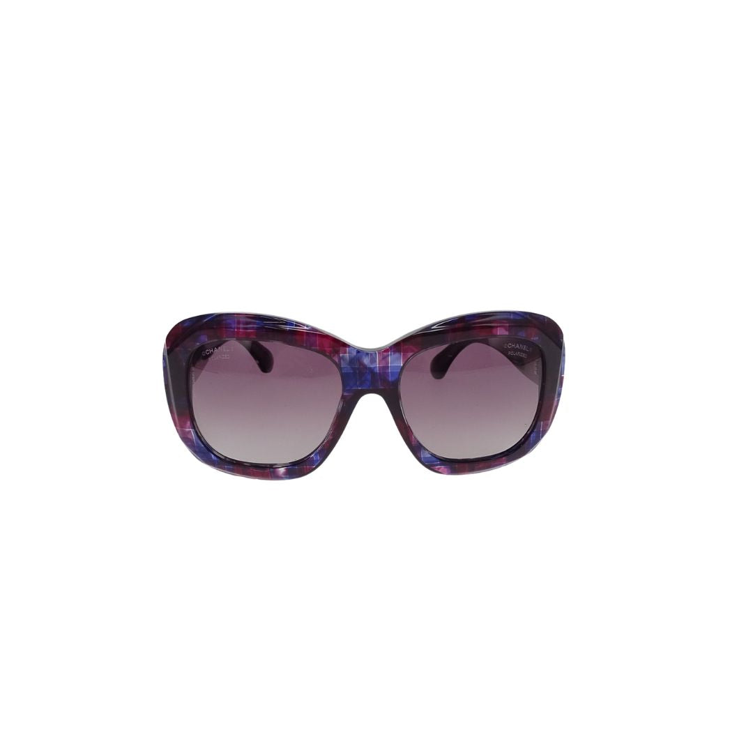 Chanel Tweed Effect Polarized Sunglasses Purple Hue – Designer Exchange Ltd