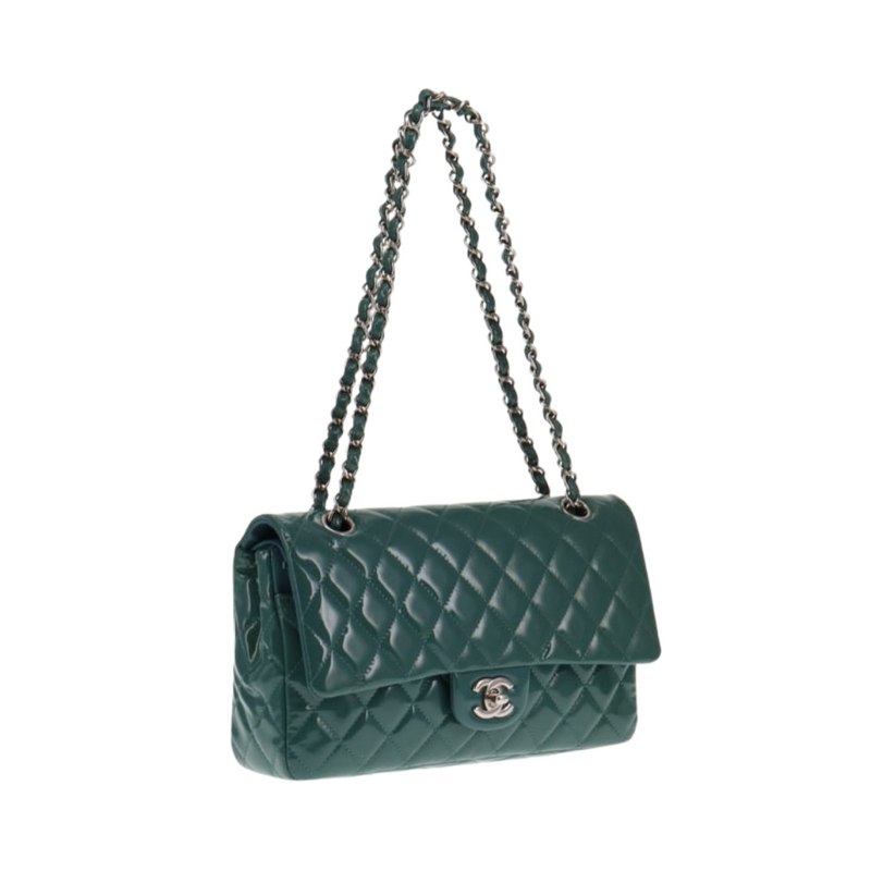 Chanel Classic Medium Classic Double Flap Ocean Green Patent Leather 2015/2016