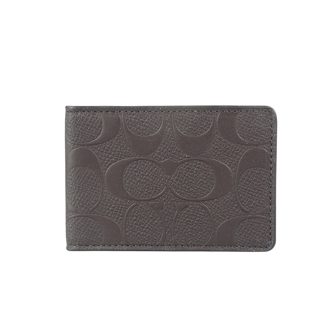 Coach Brown Embossed Leather Signature Foldover Card Holder – Designer  Exchange Ltd