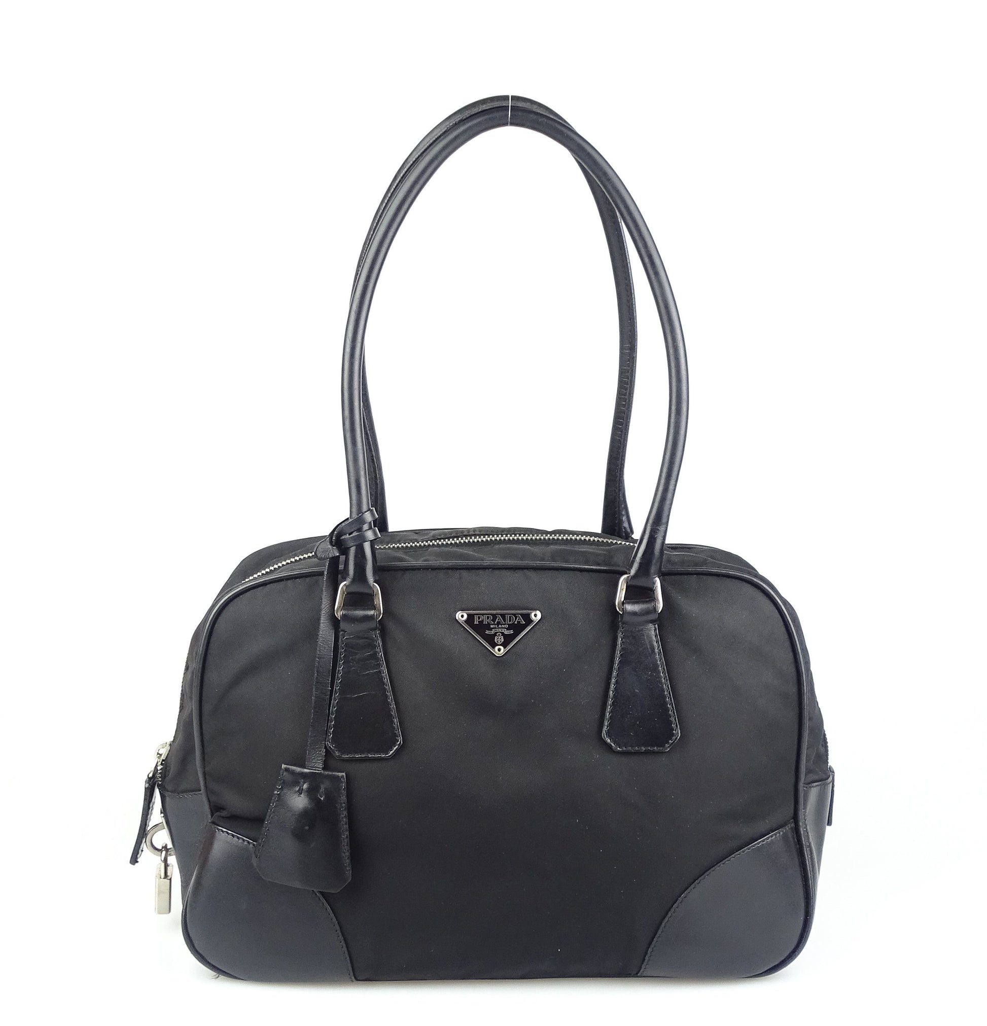 Prada Black Nylon Zipped Bowling Bag – Designer Exchange Ltd