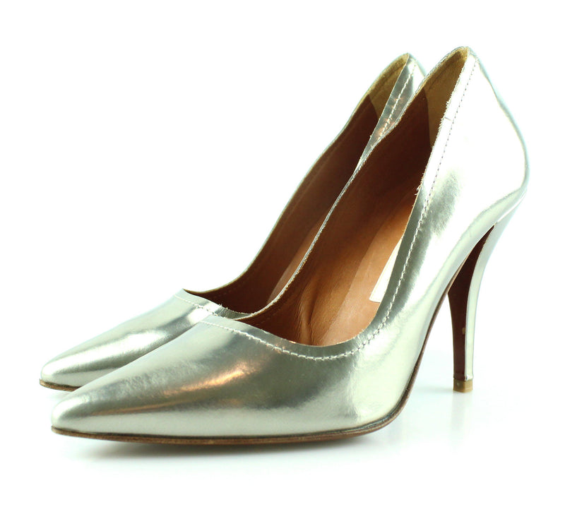 metallic silver heels uk