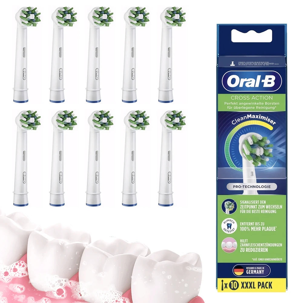 10 Pack Replacement Brush Heads For Oral-B Cross Action Professional Electric Toothbrush Heads Brush Heads Clean Maximiser