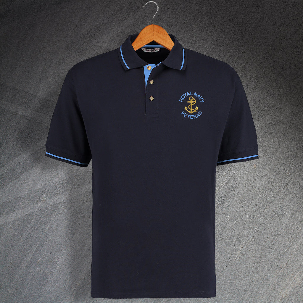 Royal Navy Veteran Polo Shirt | Embroidered Navy Veteran Clothing