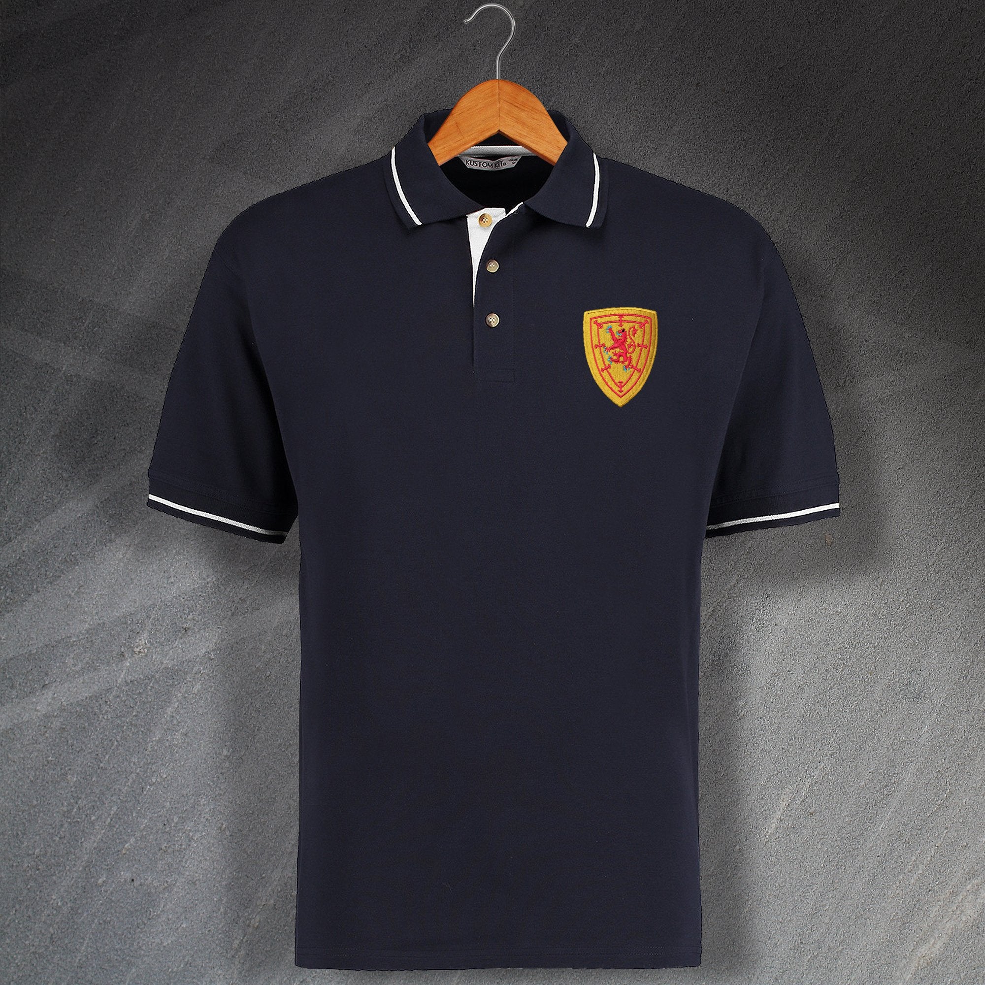 Retro Scotland Embroidered Contrast Polo Shirt – Sloganite.com