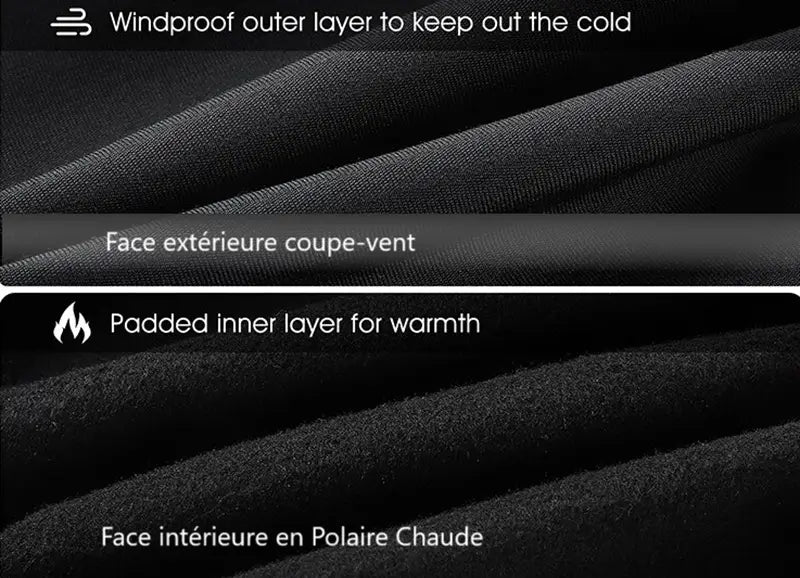 Close-up of the black fleece inner fabric of the cycling balaclava, offering exceptional thermal insulation and a soft texture for optimal comfort in winter.