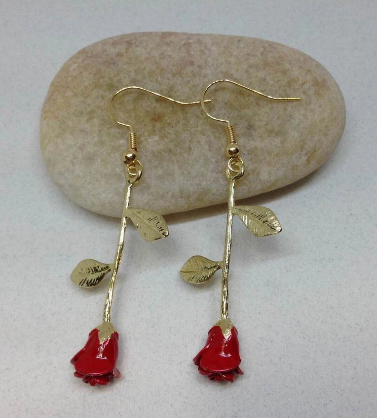 Red Rose Earrings
