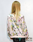 Floral Print Bomber Jacket (Light Pink)