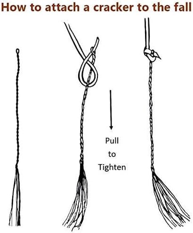 Diagram for attaching cracker or popper to bullwhip