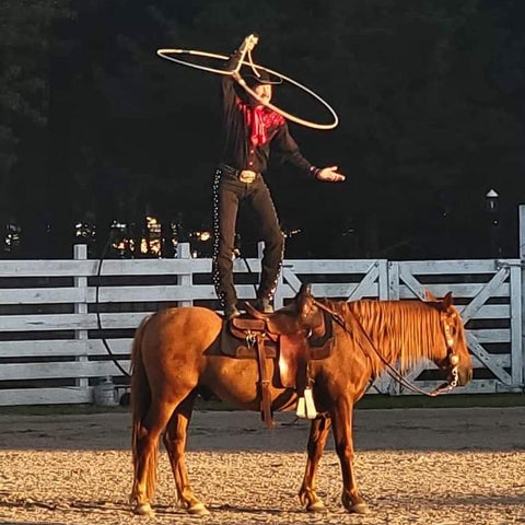 American roper Trevor Dreher on horseback