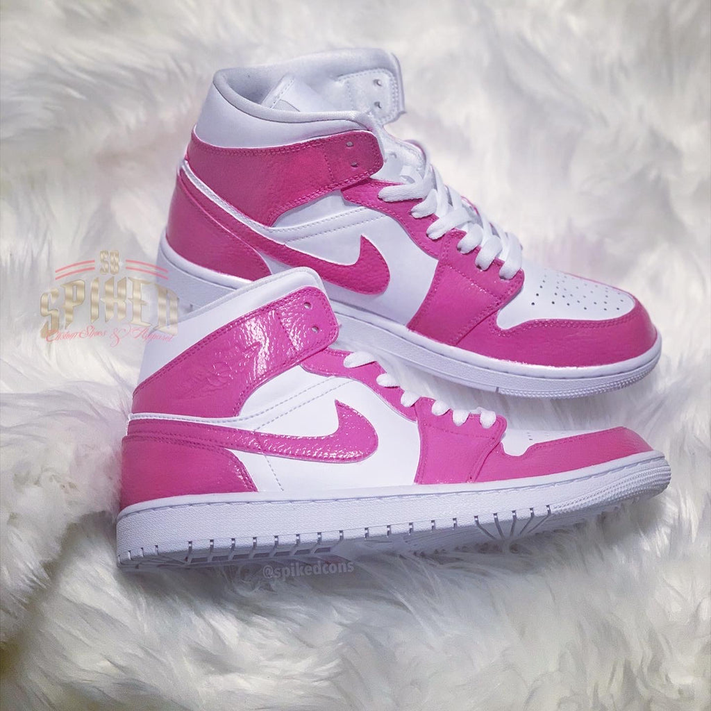 hot pink and white jordans