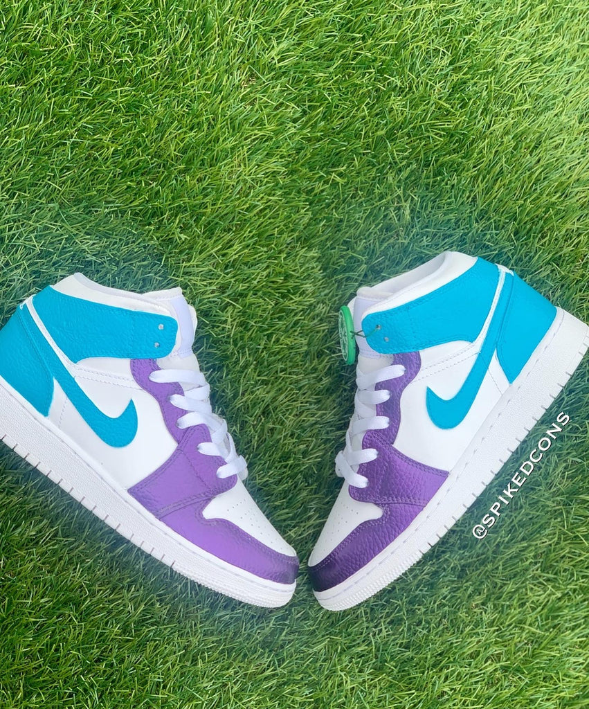 green and purple jordan 1 grade school