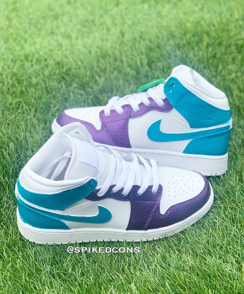 green and purple jordan 1 grade school